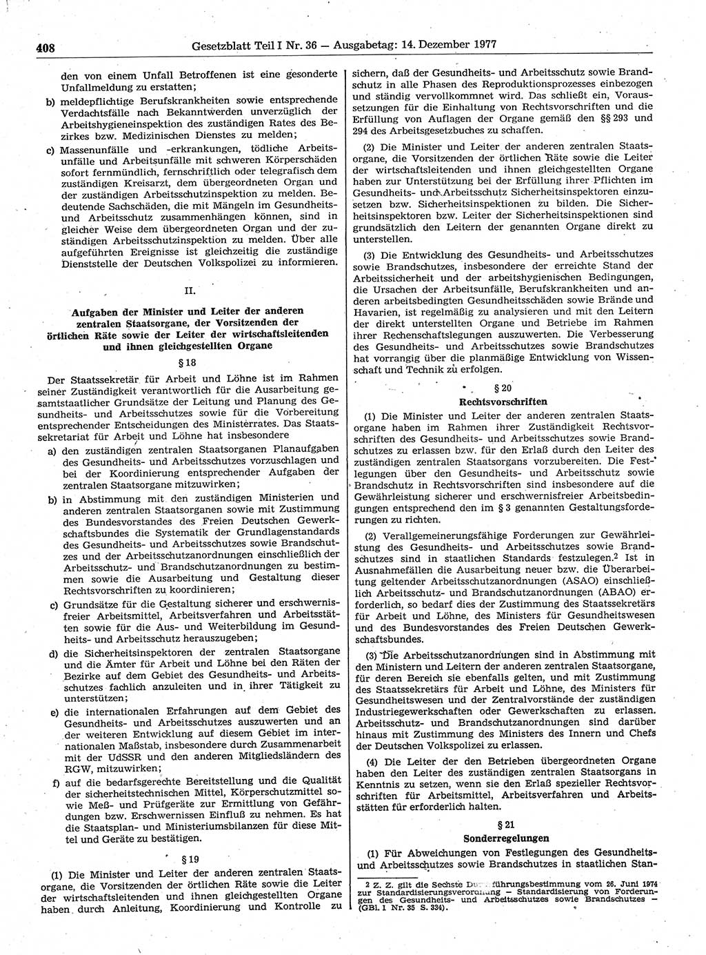 Gesetzblatt (GBl.) der Deutschen Demokratischen Republik (DDR) Teil Ⅰ 1977, Seite 408 (GBl. DDR Ⅰ 1977, S. 408)