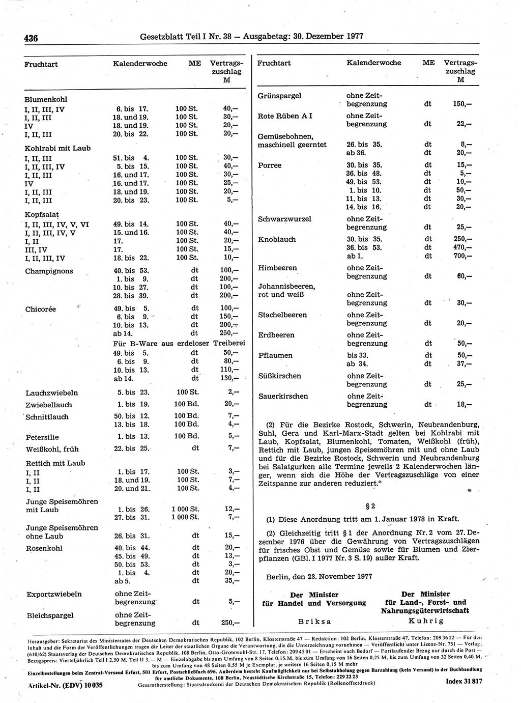 Gesetzblatt (GBl.) der Deutschen Demokratischen Republik (DDR) Teil Ⅰ 1977, Seite 436 (GBl. DDR Ⅰ 1977, S. 436)