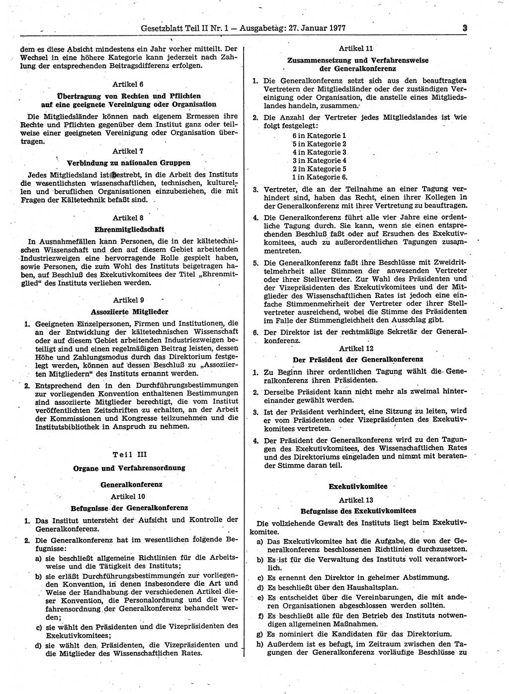 Gesetzblatt (GBl.) der Deutschen Demokratischen Republik (DDR) Teil ⅠⅠ 1977, Seite 3 (GBl. DDR ⅠⅠ 1977, S. 3)