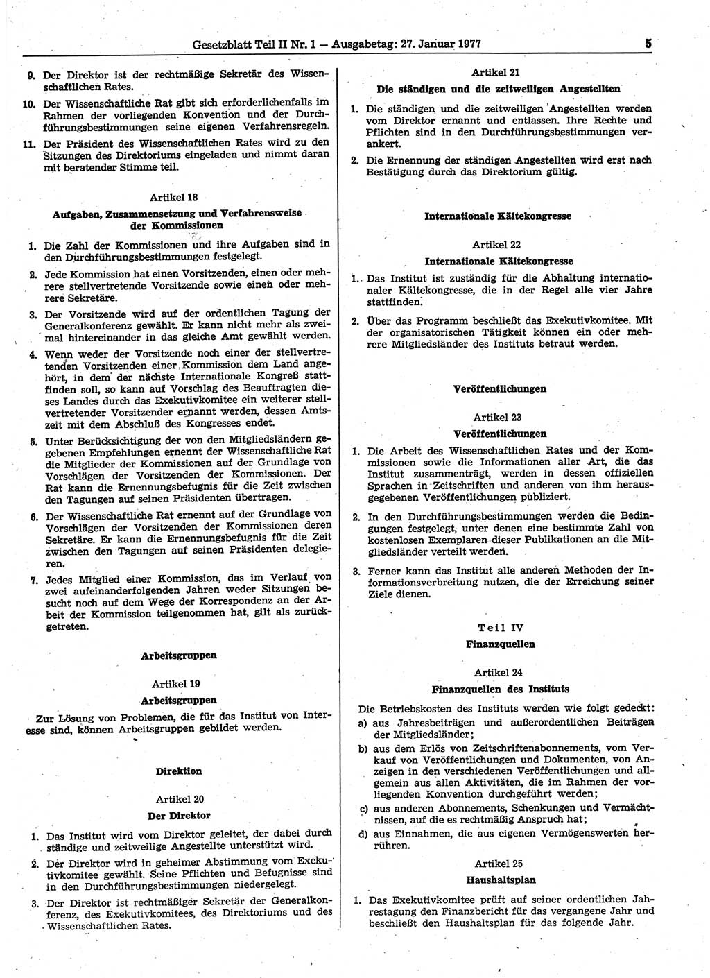 Gesetzblatt (GBl.) der Deutschen Demokratischen Republik (DDR) Teil ⅠⅠ 1977, Seite 5 (GBl. DDR ⅠⅠ 1977, S. 5)