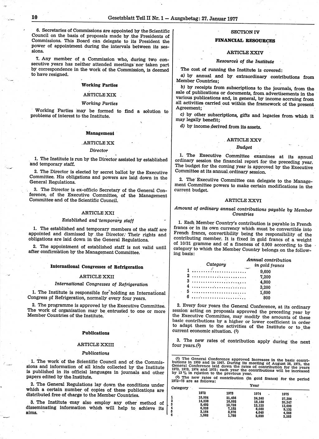 Gesetzblatt (GBl.) der Deutschen Demokratischen Republik (DDR) Teil ⅠⅠ 1977, Seite 10 (GBl. DDR ⅠⅠ 1977, S. 10)