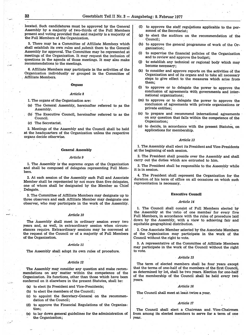 Gesetzblatt (GBl.) der Deutschen Demokratischen Republik (DDR) Teil ⅠⅠ 1977, Seite 32 (GBl. DDR ⅠⅠ 1977, S. 32)
