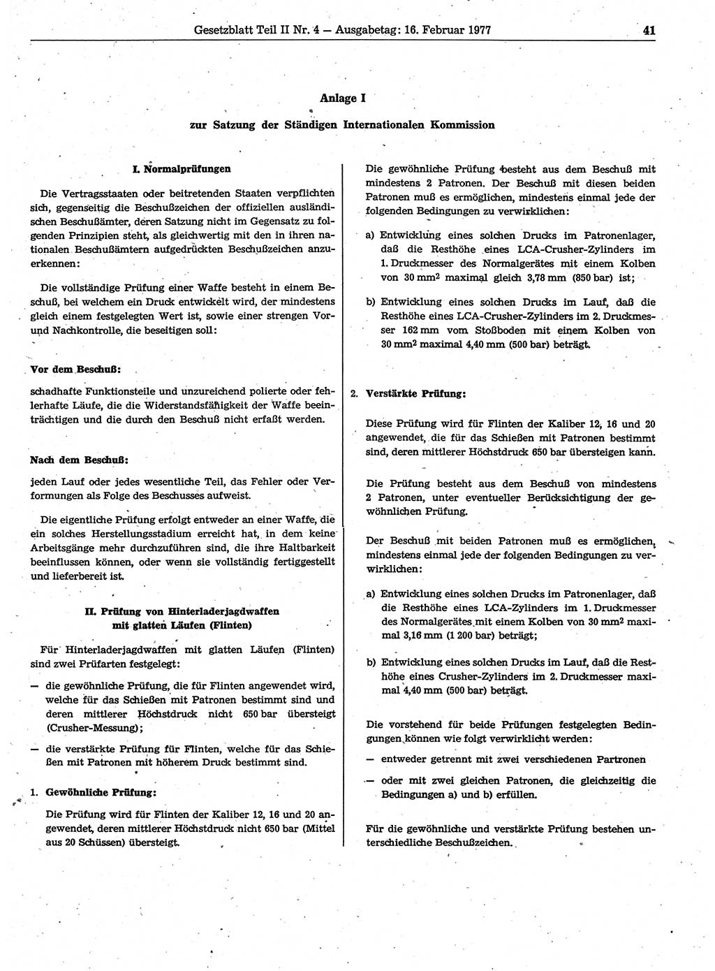 Gesetzblatt (GBl.) der Deutschen Demokratischen Republik (DDR) Teil ⅠⅠ 1977, Seite 41 (GBl. DDR ⅠⅠ 1977, S. 41)