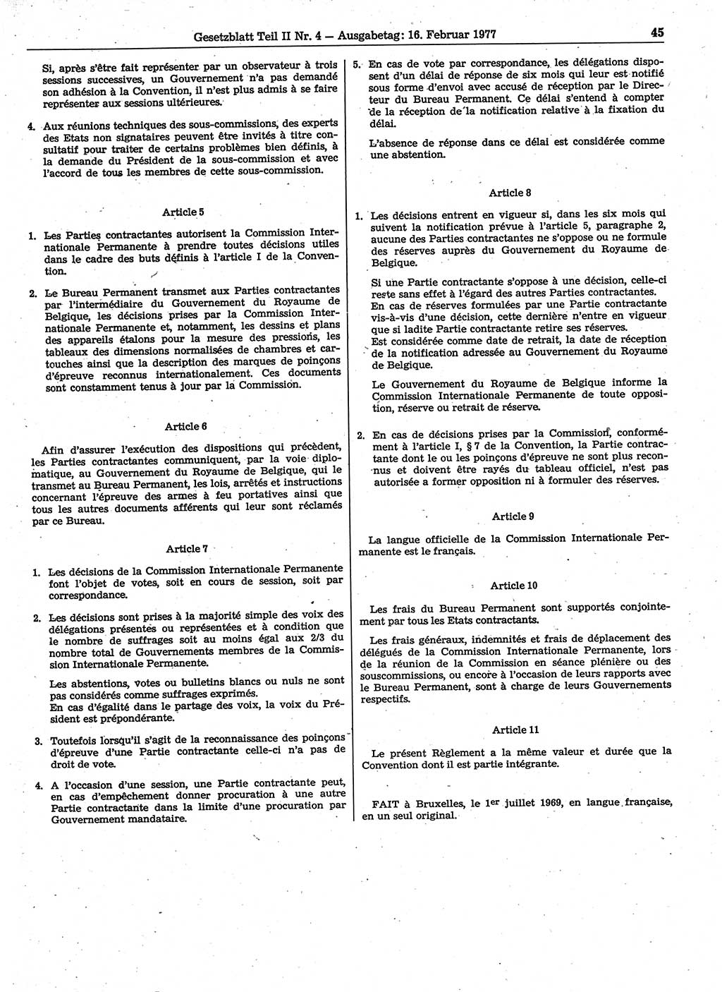 Gesetzblatt (GBl.) der Deutschen Demokratischen Republik (DDR) Teil ⅠⅠ 1977, Seite 45 (GBl. DDR ⅠⅠ 1977, S. 45)