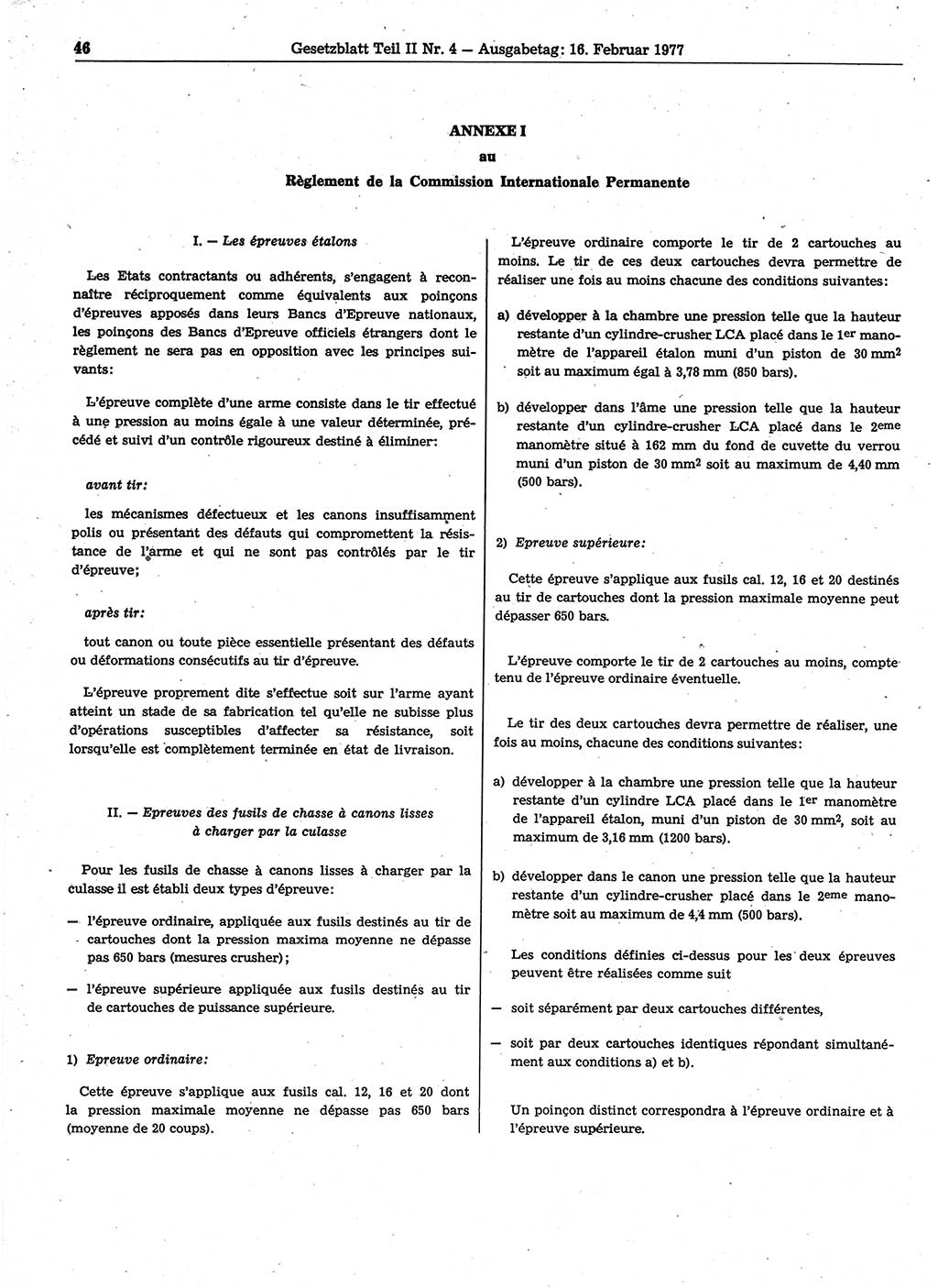 Gesetzblatt (GBl.) der Deutschen Demokratischen Republik (DDR) Teil ⅠⅠ 1977, Seite 46 (GBl. DDR ⅠⅠ 1977, S. 46)