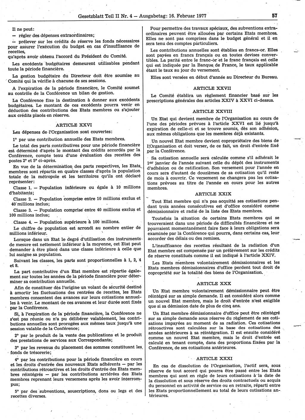 Gesetzblatt (GBl.) der Deutschen Demokratischen Republik (DDR) Teil ⅠⅠ 1977, Seite 57 (GBl. DDR ⅠⅠ 1977, S. 57)