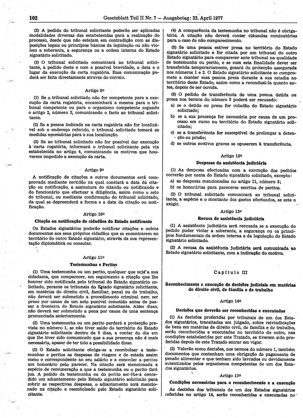 Gesetzblatt (GBl.) der Deutschen Demokratischen Republik (DDR) Teil ⅠⅠ 1977, Seite 102 (GBl. DDR ⅠⅠ 1977, S. 102)