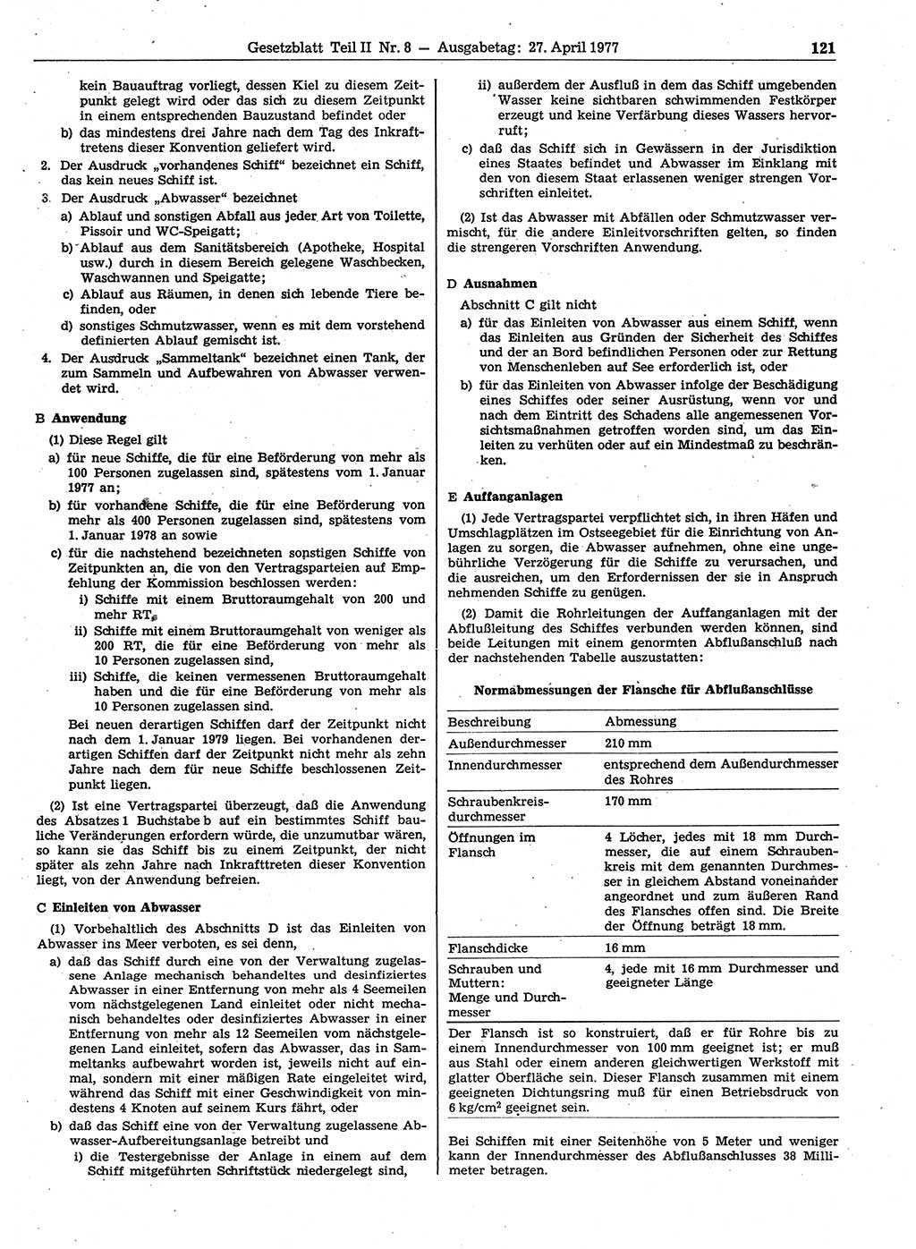Gesetzblatt (GBl.) der Deutschen Demokratischen Republik (DDR) Teil ⅠⅠ 1977, Seite 121 (GBl. DDR ⅠⅠ 1977, S. 121)