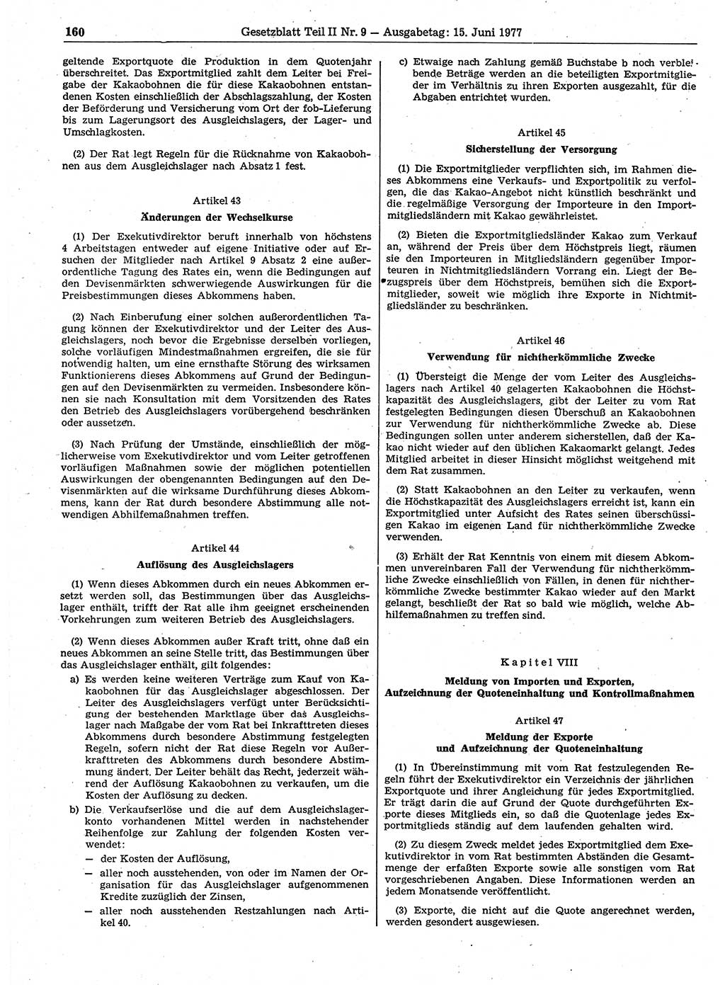 Gesetzblatt (GBl.) der Deutschen Demokratischen Republik (DDR) Teil ⅠⅠ 1977, Seite 160 (GBl. DDR ⅠⅠ 1977, S. 160)