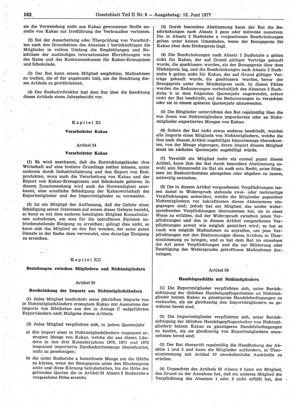 Gesetzblatt (GBl.) der Deutschen Demokratischen Republik (DDR) Teil ⅠⅠ 1977, Seite 162 (GBl. DDR ⅠⅠ 1977, S. 162)