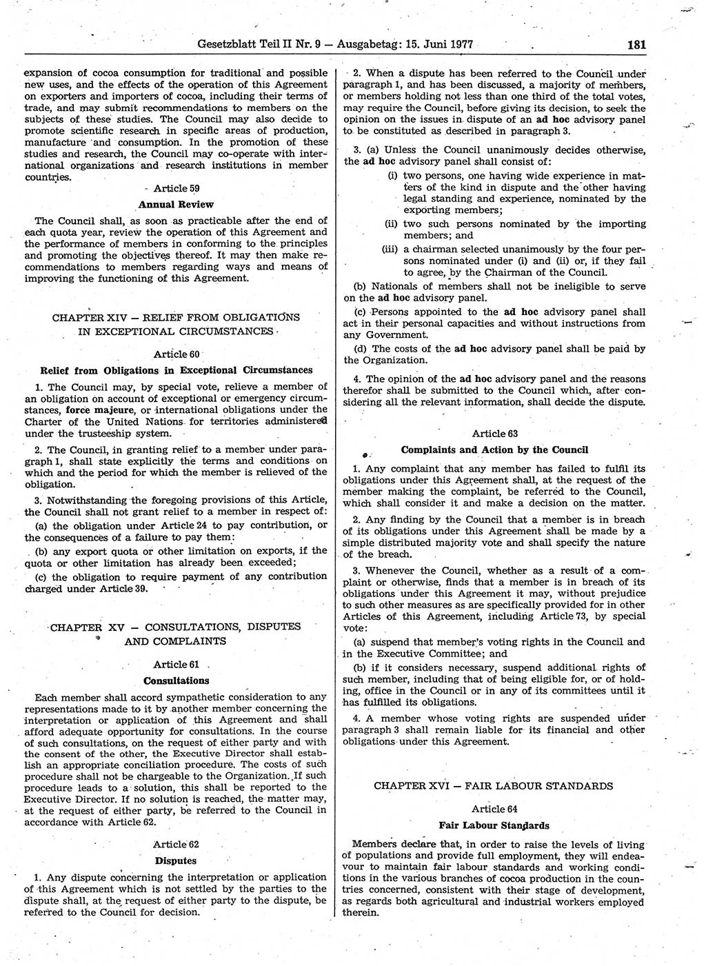 Gesetzblatt (GBl.) der Deutschen Demokratischen Republik (DDR) Teil ⅠⅠ 1977, Seite 181 (GBl. DDR ⅠⅠ 1977, S. 181)