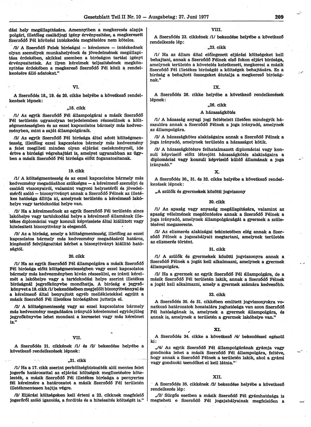 Gesetzblatt (GBl.) der Deutschen Demokratischen Republik (DDR) Teil ⅠⅠ 1977, Seite 209 (GBl. DDR ⅠⅠ 1977, S. 209)