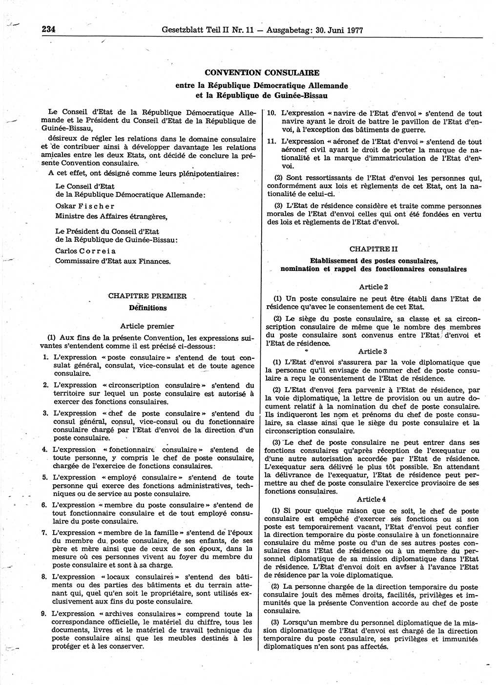 Gesetzblatt (GBl.) der Deutschen Demokratischen Republik (DDR) Teil ⅠⅠ 1977, Seite 234 (GBl. DDR ⅠⅠ 1977, S. 234)