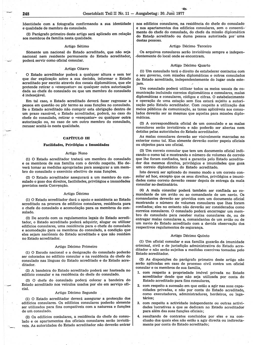 Gesetzblatt (GBl.) der Deutschen Demokratischen Republik (DDR) Teil ⅠⅠ 1977, Seite 248 (GBl. DDR ⅠⅠ 1977, S. 248)