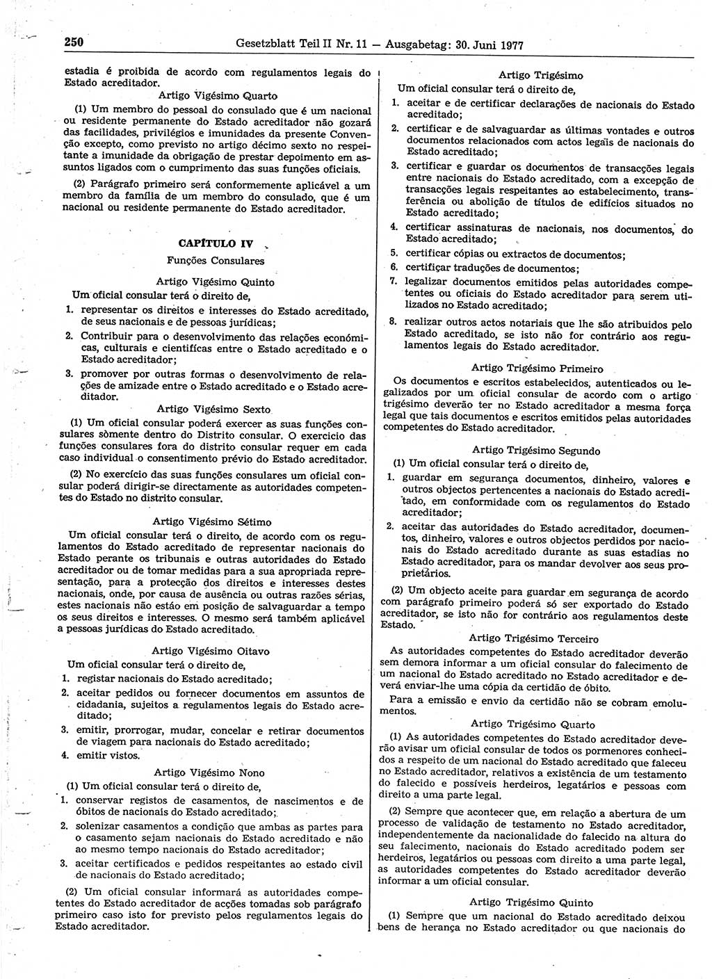 Gesetzblatt (GBl.) der Deutschen Demokratischen Republik (DDR) Teil ⅠⅠ 1977, Seite 250 (GBl. DDR ⅠⅠ 1977, S. 250)