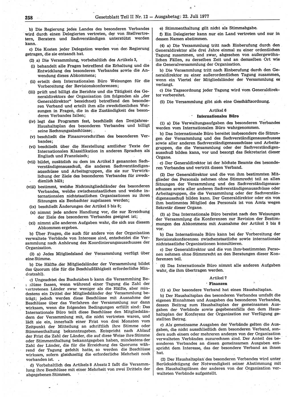 Gesetzblatt (GBl.) der Deutschen Demokratischen Republik (DDR) Teil ⅠⅠ 1977, Seite 258 (GBl. DDR ⅠⅠ 1977, S. 258)