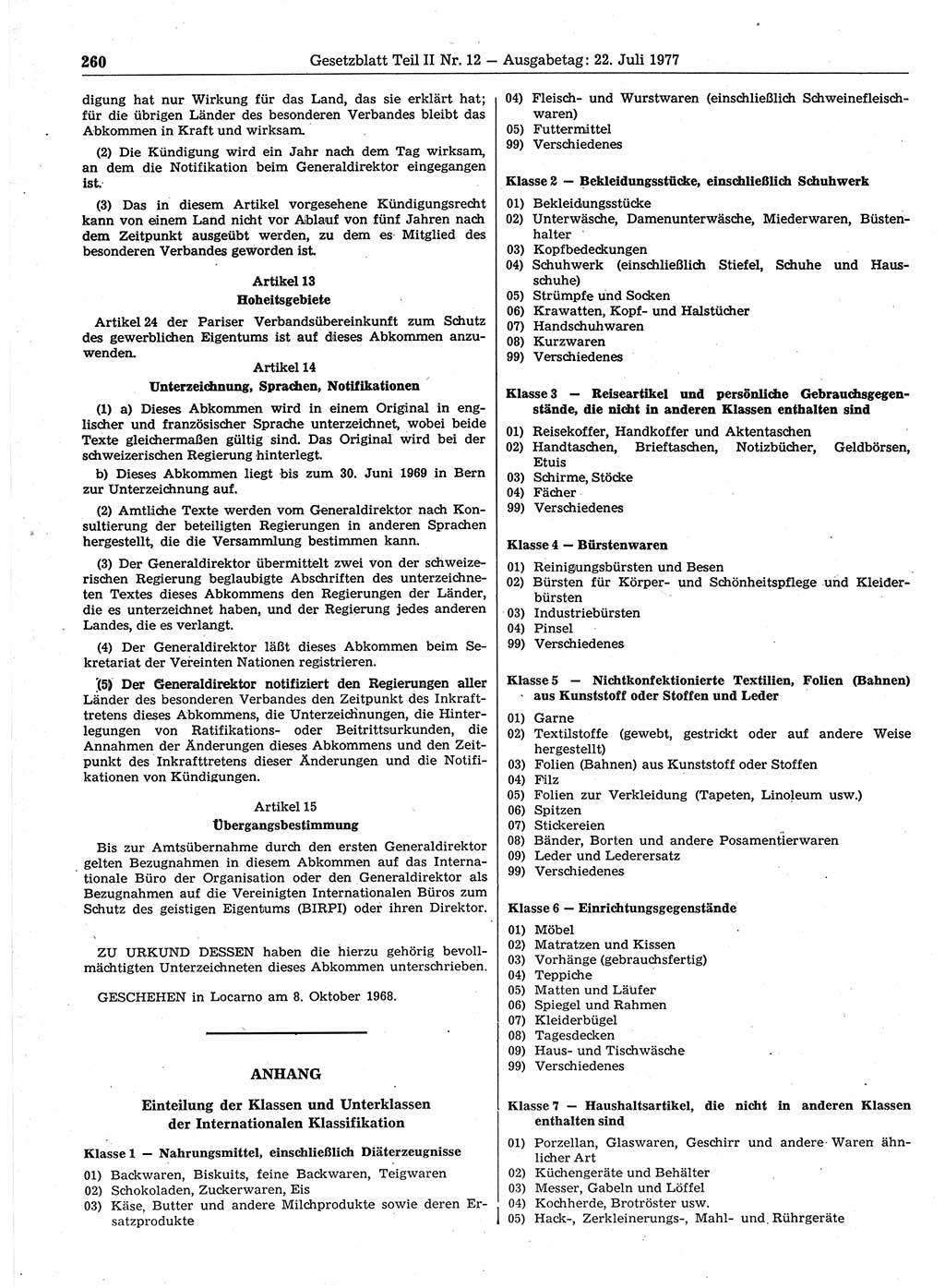 Gesetzblatt (GBl.) der Deutschen Demokratischen Republik (DDR) Teil ⅠⅠ 1977, Seite 260 (GBl. DDR ⅠⅠ 1977, S. 260)