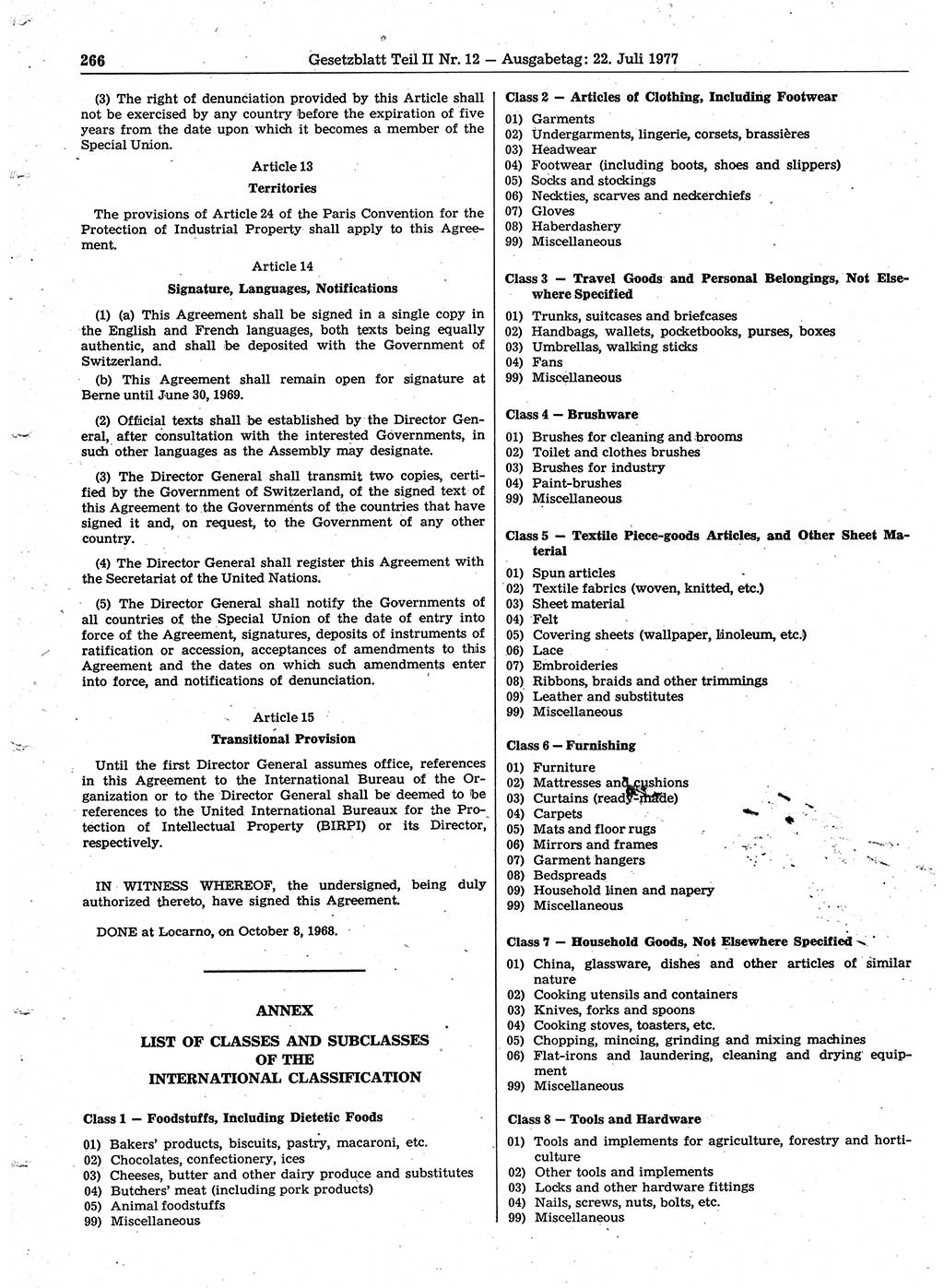 Gesetzblatt (GBl.) der Deutschen Demokratischen Republik (DDR) Teil ⅠⅠ 1977, Seite 266 (GBl. DDR ⅠⅠ 1977, S. 266)