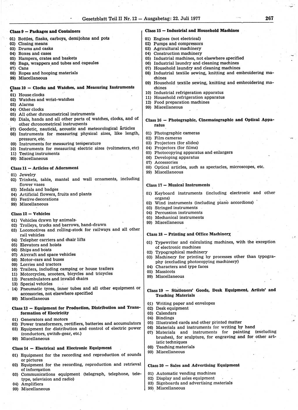 Gesetzblatt (GBl.) der Deutschen Demokratischen Republik (DDR) Teil ⅠⅠ 1977, Seite 267 (GBl. DDR ⅠⅠ 1977, S. 267)