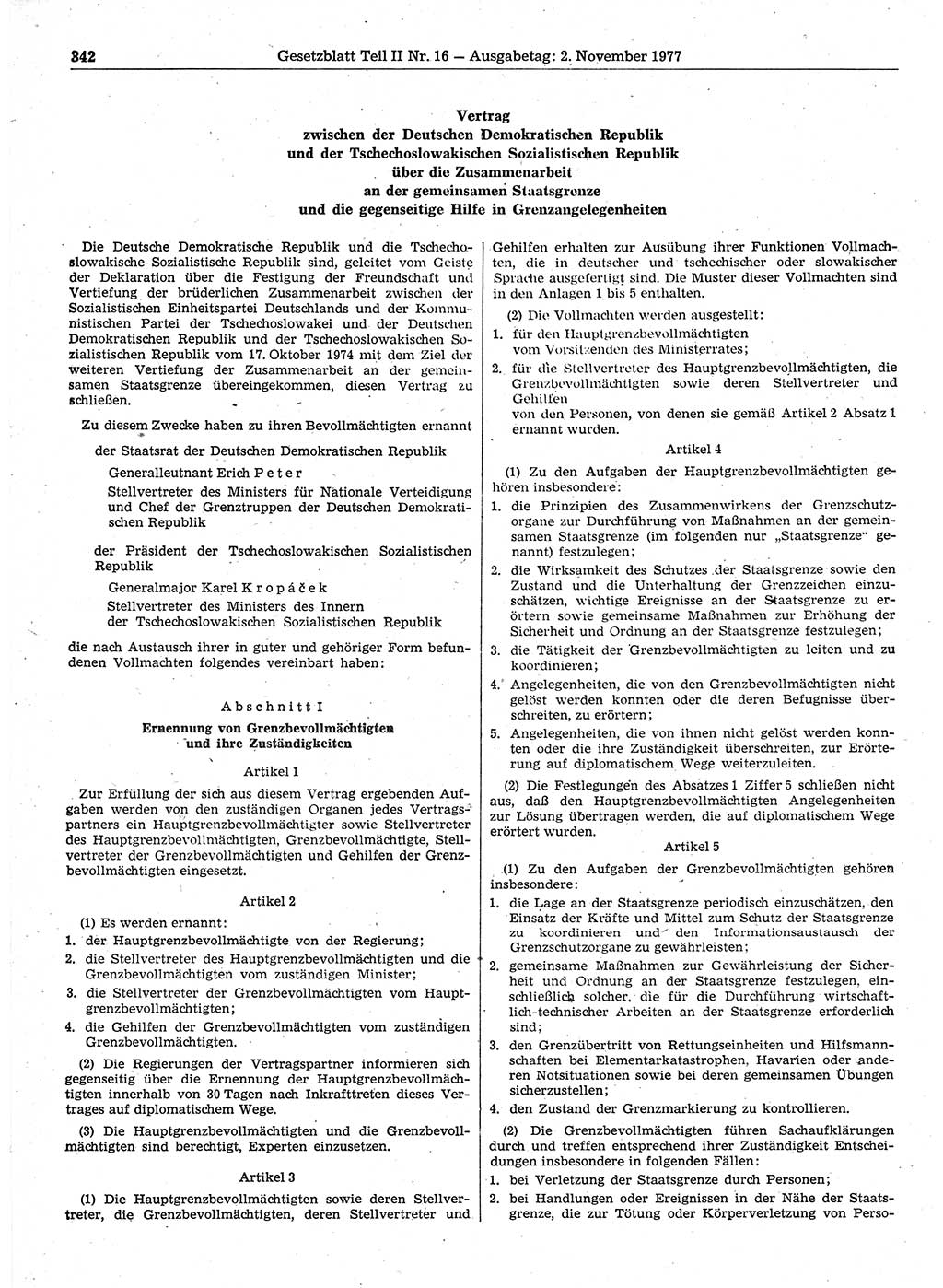 Gesetzblatt (GBl.) der Deutschen Demokratischen Republik (DDR) Teil ⅠⅠ 1977, Seite 342 (GBl. DDR ⅠⅠ 1977, S. 342)
