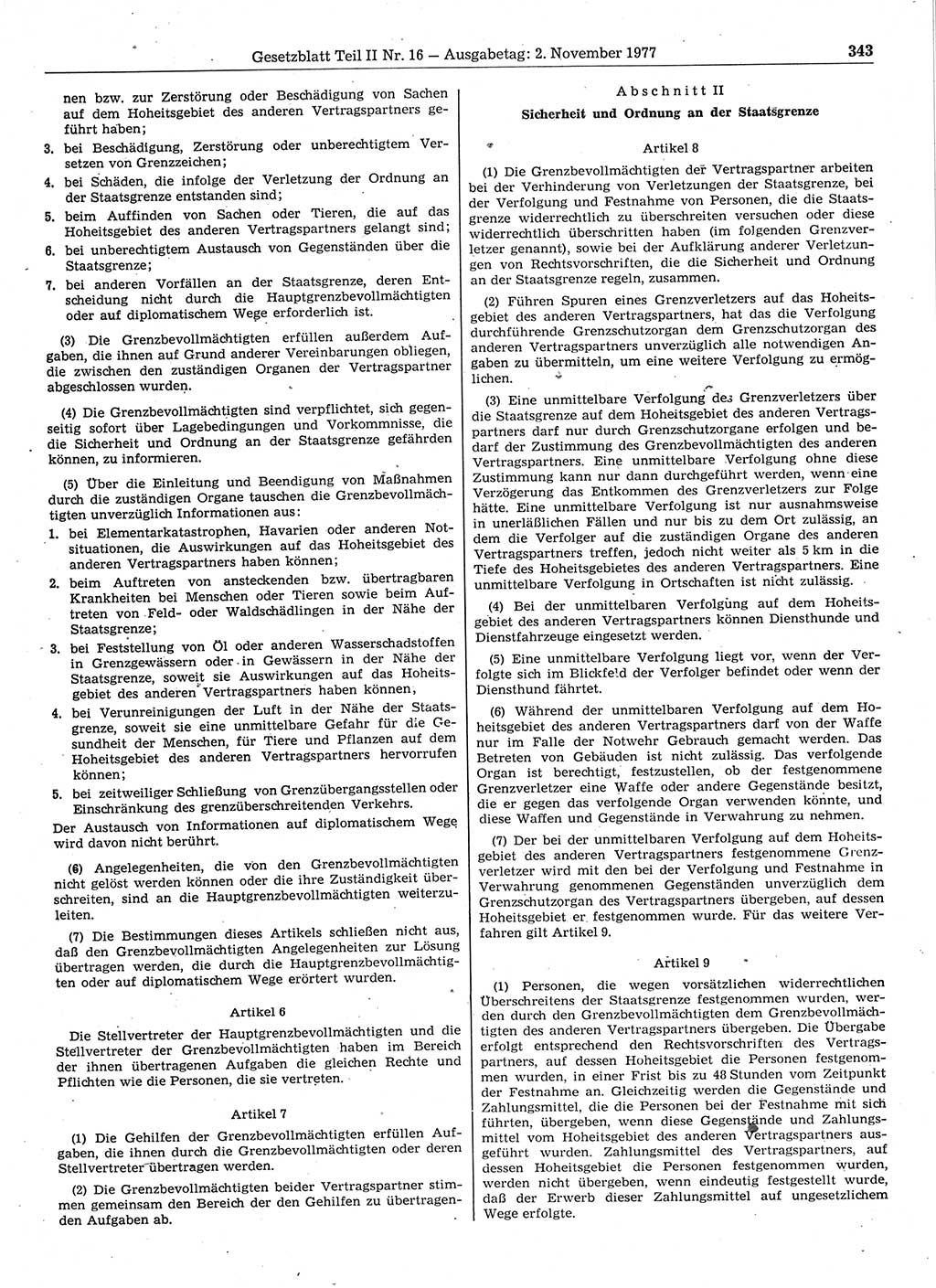 Gesetzblatt (GBl.) der Deutschen Demokratischen Republik (DDR) Teil ⅠⅠ 1977, Seite 343 (GBl. DDR ⅠⅠ 1977, S. 343)