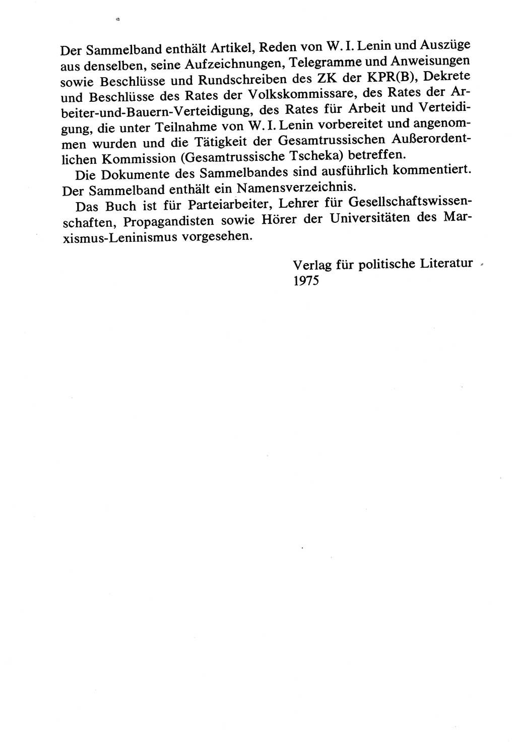 Lenin und die Gesamtrussische Tscheka, Dokumentensammlung, Ministerium für Staatssicherheit (MfS) [Deutsche Demokratische Republik (DDR)], Juristische Hochschule (JHS) Potsdam 1977, Seite 4 (Tscheka Dok. MfS DDR 1977, S. 4)