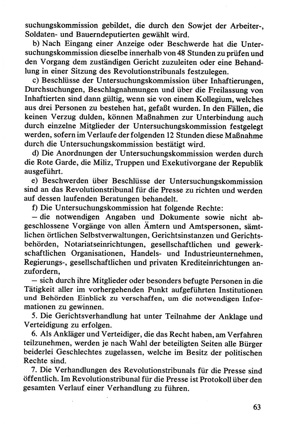 Lenin und die Gesamtrussische Tscheka, Dokumentensammlung, Ministerium für Staatssicherheit (MfS) [Deutsche Demokratische Republik (DDR)], Juristische Hochschule (JHS) Potsdam 1977, Seite 63 (Tscheka Dok. MfS DDR 1977, S. 63)