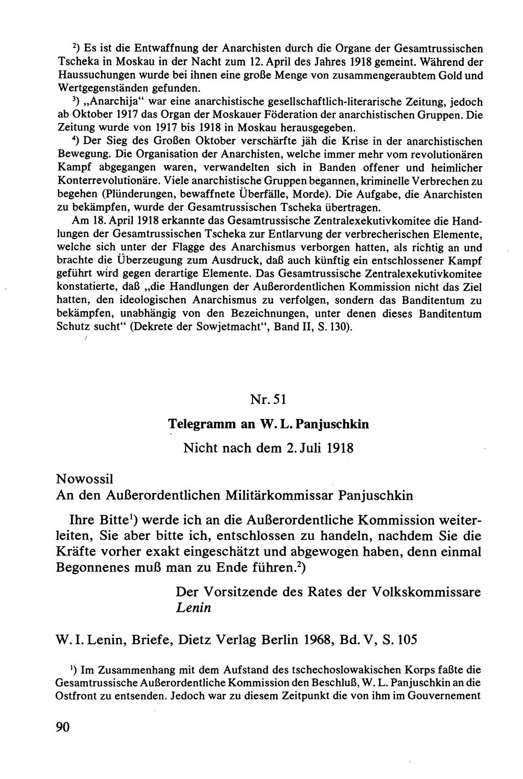 Lenin und die Gesamtrussische Tscheka, Dokumentensammlung, Ministerium für Staatssicherheit (MfS) [Deutsche Demokratische Republik (DDR)], Juristische Hochschule (JHS) Potsdam 1977, Seite 90 (Tscheka Dok. MfS DDR 1977, S. 90)