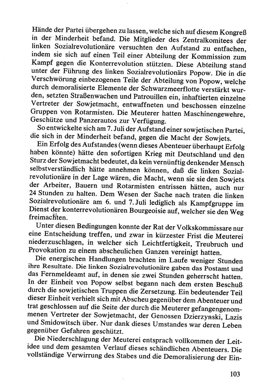 Lenin und die Gesamtrussische Tscheka, Dokumentensammlung, Ministerium für Staatssicherheit (MfS) [Deutsche Demokratische Republik (DDR)], Juristische Hochschule (JHS) Potsdam 1977, Seite 103 (Tscheka Dok. MfS DDR 1977, S. 103)