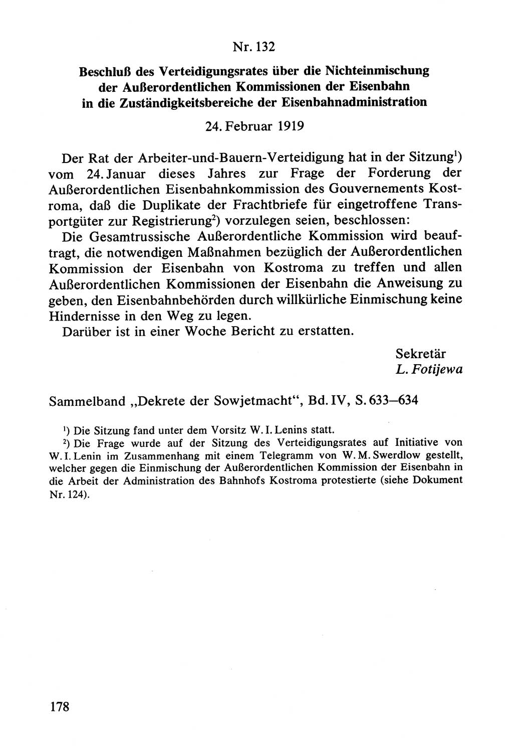 Lenin und die Gesamtrussische Tscheka, Dokumentensammlung, Ministerium für Staatssicherheit (MfS) [Deutsche Demokratische Republik (DDR)], Juristische Hochschule (JHS) Potsdam 1977, Seite 178 (Tscheka Dok. MfS DDR 1977, S. 178)