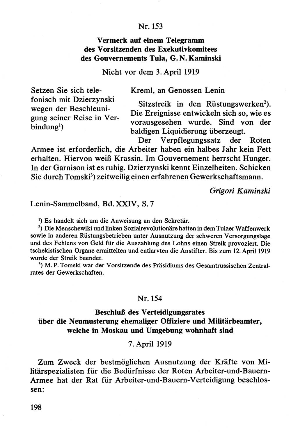 Lenin und die Gesamtrussische Tscheka, Dokumentensammlung, Ministerium für Staatssicherheit (MfS) [Deutsche Demokratische Republik (DDR)], Juristische Hochschule (JHS) Potsdam 1977, Seite 198 (Tscheka Dok. MfS DDR 1977, S. 198)