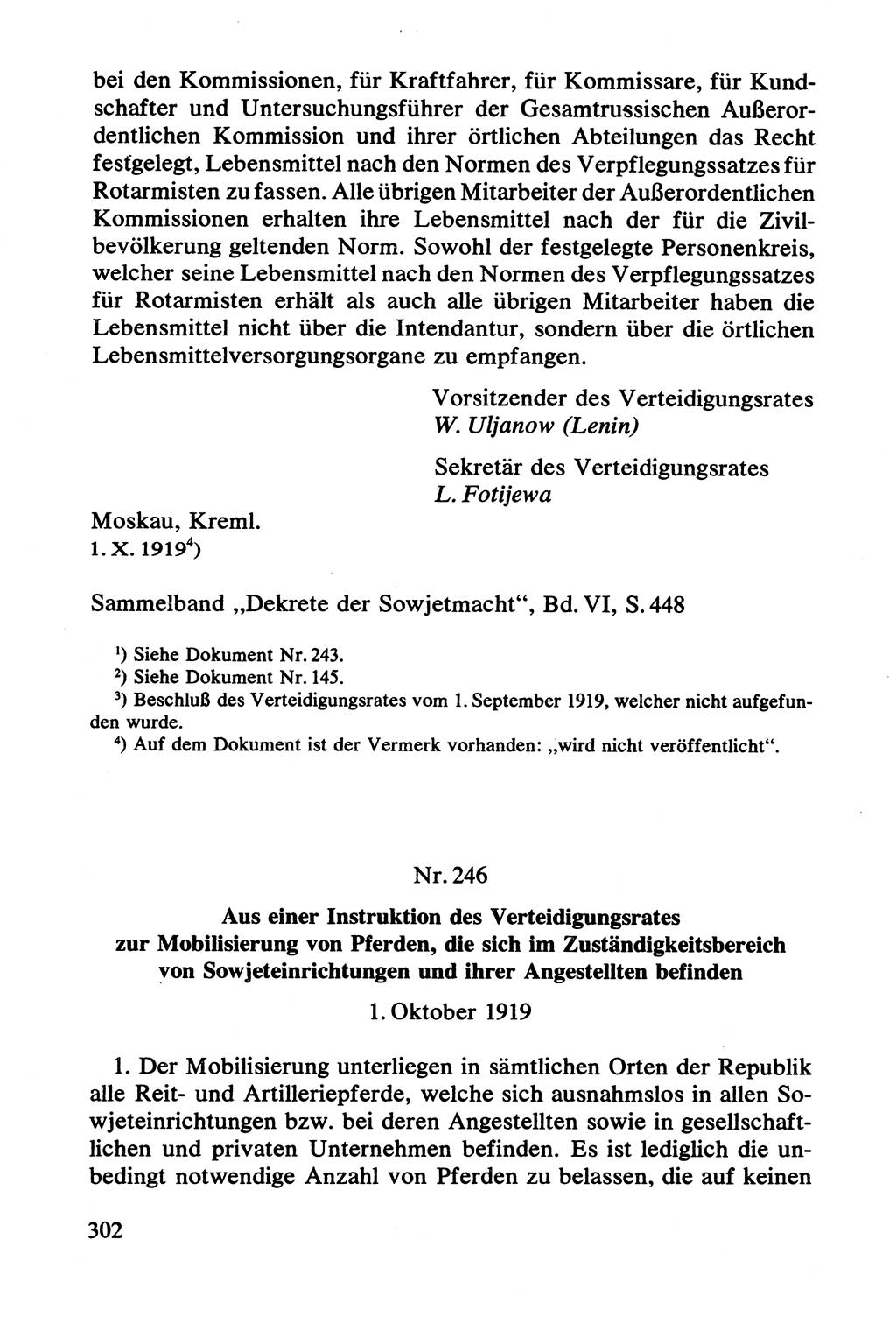 Lenin und die Gesamtrussische Tscheka, Dokumentensammlung, Ministerium für Staatssicherheit (MfS) [Deutsche Demokratische Republik (DDR)], Juristische Hochschule (JHS) Potsdam 1977, Seite 302 (Tscheka Dok. MfS DDR 1977, S. 302)