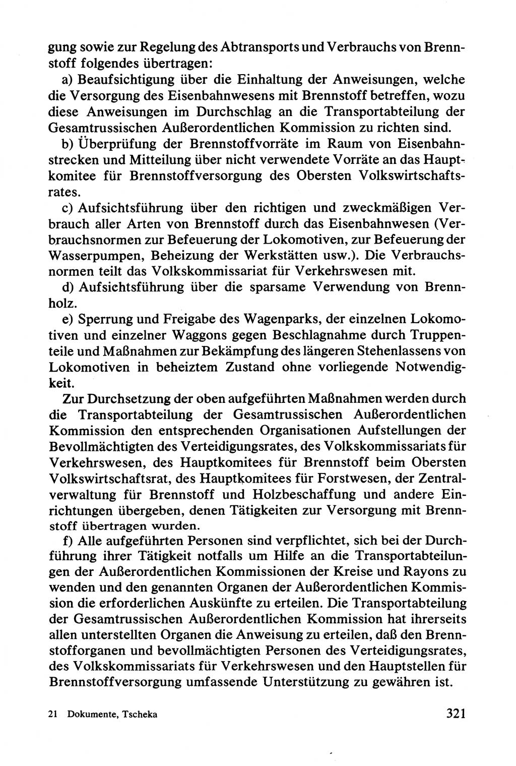 Lenin und die Gesamtrussische Tscheka, Dokumentensammlung, Ministerium für Staatssicherheit (MfS) [Deutsche Demokratische Republik (DDR)], Juristische Hochschule (JHS) Potsdam 1977, Seite 321 (Tscheka Dok. MfS DDR 1977, S. 321)