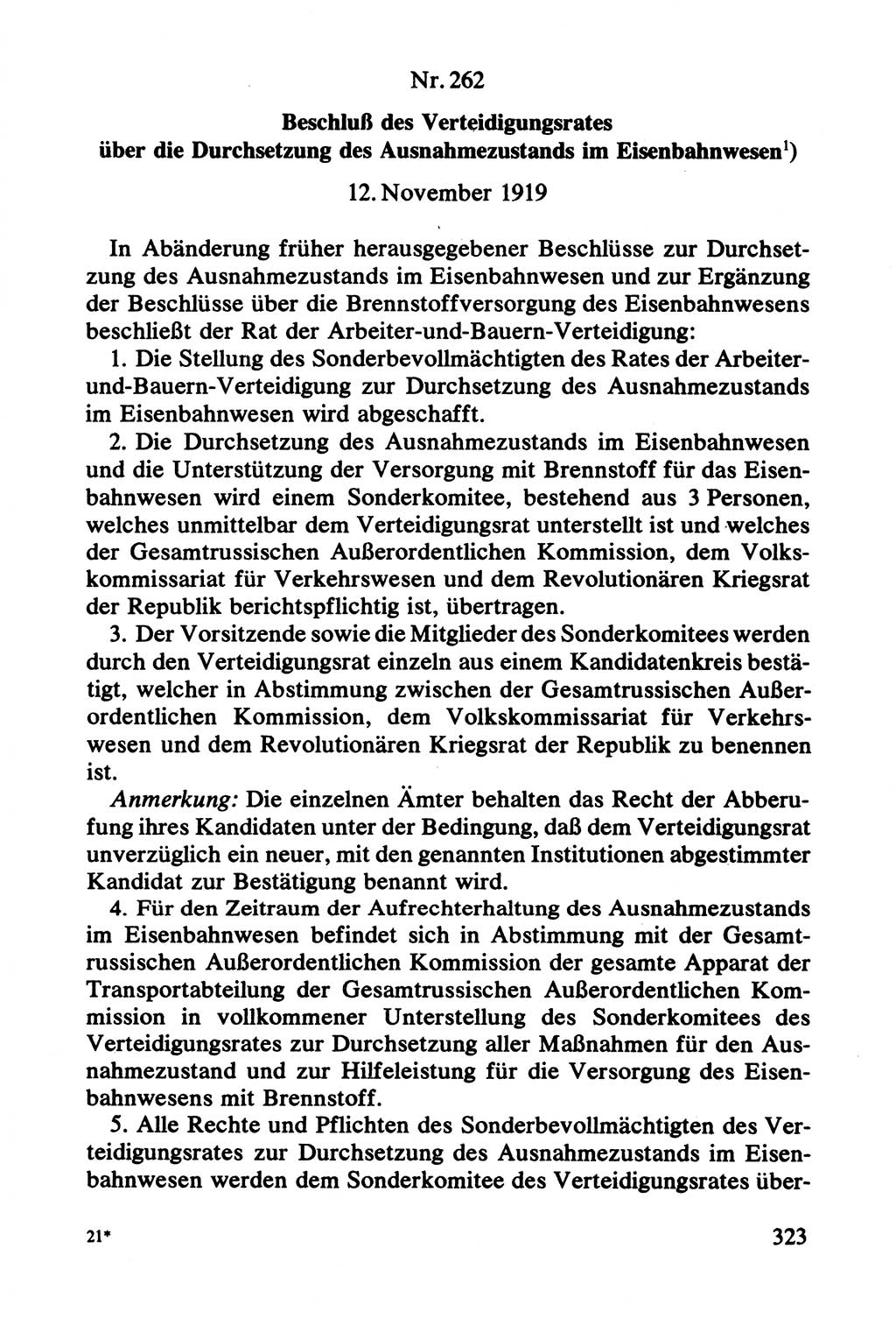 Lenin und die Gesamtrussische Tscheka, Dokumentensammlung, Ministerium für Staatssicherheit (MfS) [Deutsche Demokratische Republik (DDR)], Juristische Hochschule (JHS) Potsdam 1977, Seite 323 (Tscheka Dok. MfS DDR 1977, S. 323)