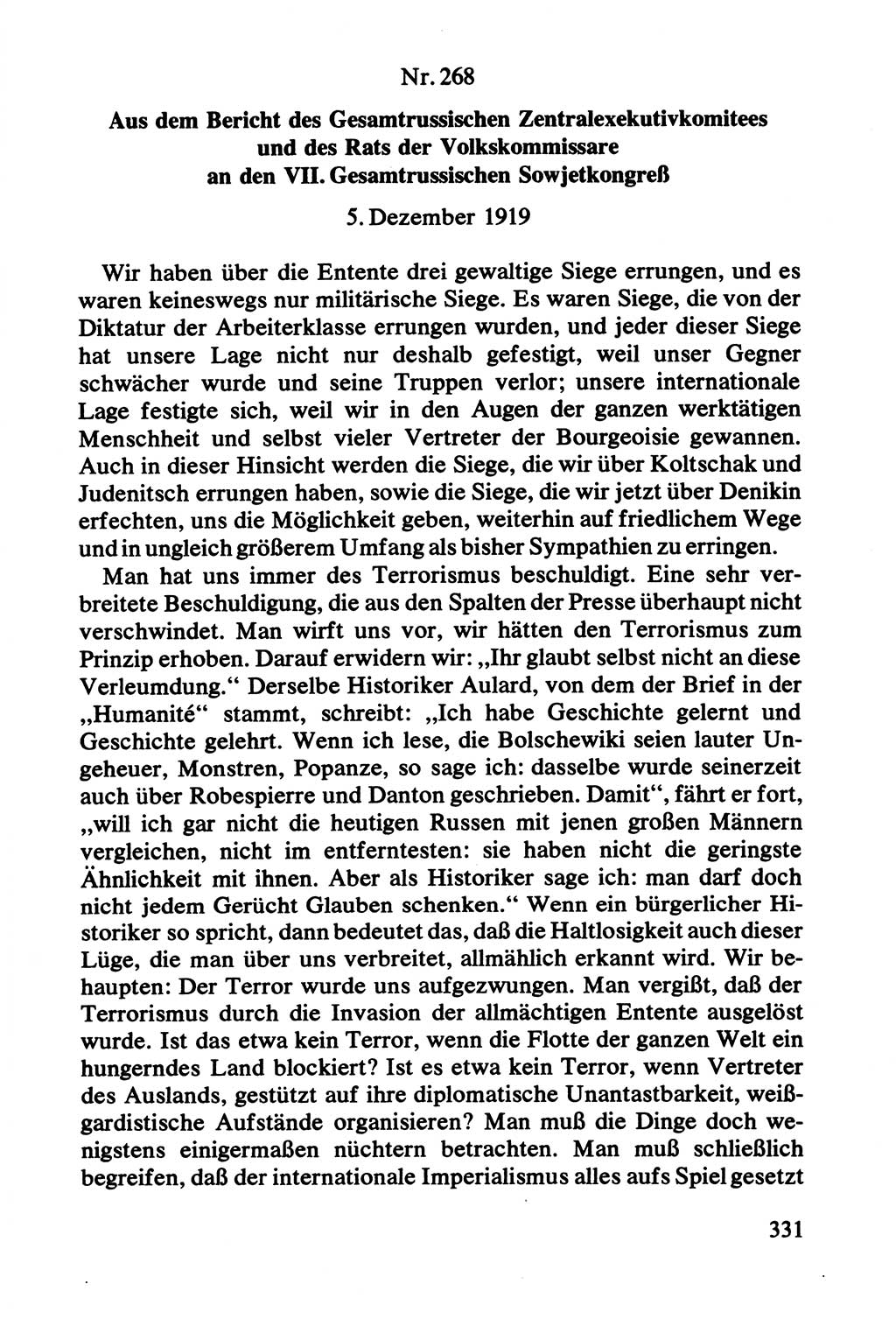 Lenin und die Gesamtrussische Tscheka, Dokumentensammlung, Ministerium für Staatssicherheit (MfS) [Deutsche Demokratische Republik (DDR)], Juristische Hochschule (JHS) Potsdam 1977, Seite 331 (Tscheka Dok. MfS DDR 1977, S. 331)