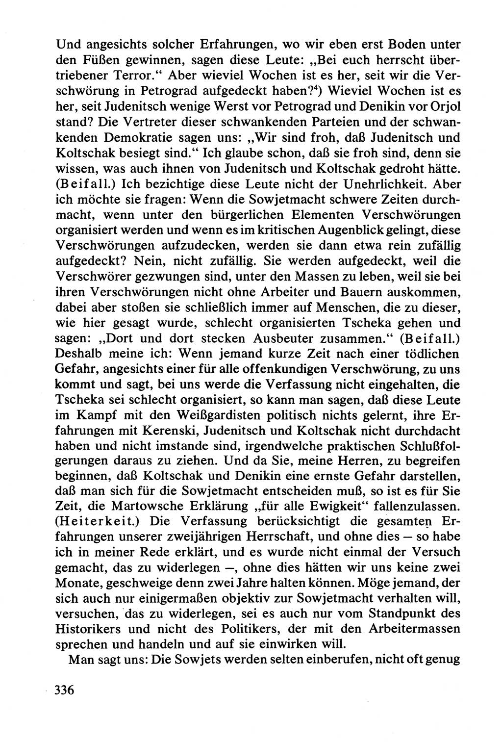 Lenin und die Gesamtrussische Tscheka, Dokumentensammlung, Ministerium für Staatssicherheit (MfS) [Deutsche Demokratische Republik (DDR)], Juristische Hochschule (JHS) Potsdam 1977, Seite 336 (Tscheka Dok. MfS DDR 1977, S. 336)