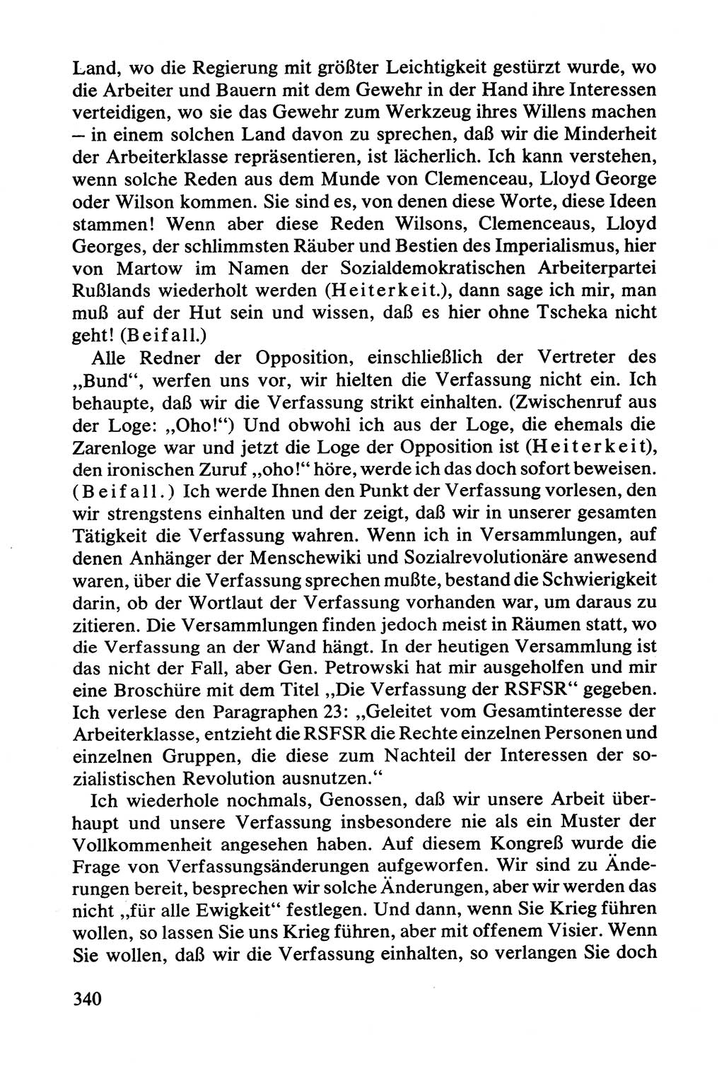 Lenin und die Gesamtrussische Tscheka, Dokumentensammlung, Ministerium für Staatssicherheit (MfS) [Deutsche Demokratische Republik (DDR)], Juristische Hochschule (JHS) Potsdam 1977, Seite 340 (Tscheka Dok. MfS DDR 1977, S. 340)