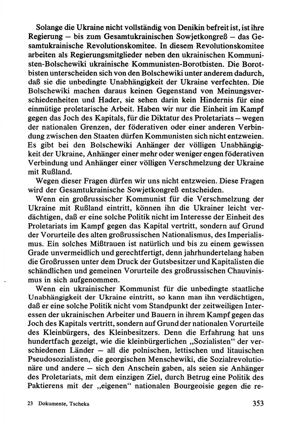 Lenin und die Gesamtrussische Tscheka, Dokumentensammlung, Ministerium für Staatssicherheit (MfS) [Deutsche Demokratische Republik (DDR)], Juristische Hochschule (JHS) Potsdam 1977, Seite 353 (Tscheka Dok. MfS DDR 1977, S. 353)