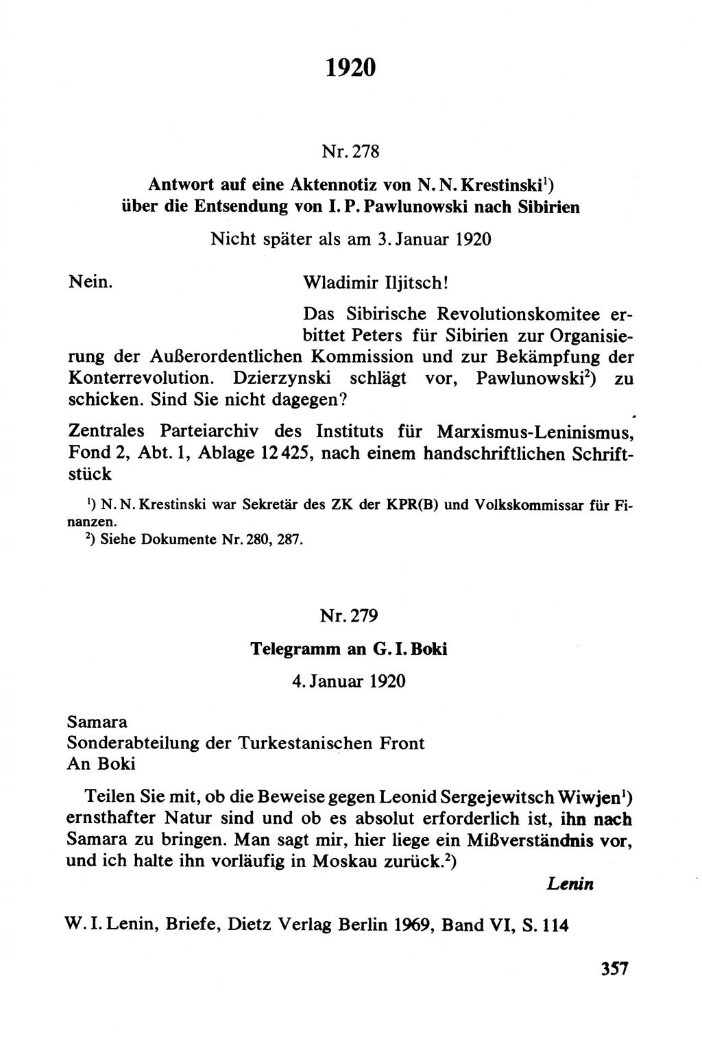 Lenin und die Gesamtrussische Tscheka, Dokumentensammlung, Ministerium für Staatssicherheit (MfS) [Deutsche Demokratische Republik (DDR)], Juristische Hochschule (JHS) Potsdam 1977, Seite 357 (Tscheka Dok. MfS DDR 1977, S. 357)