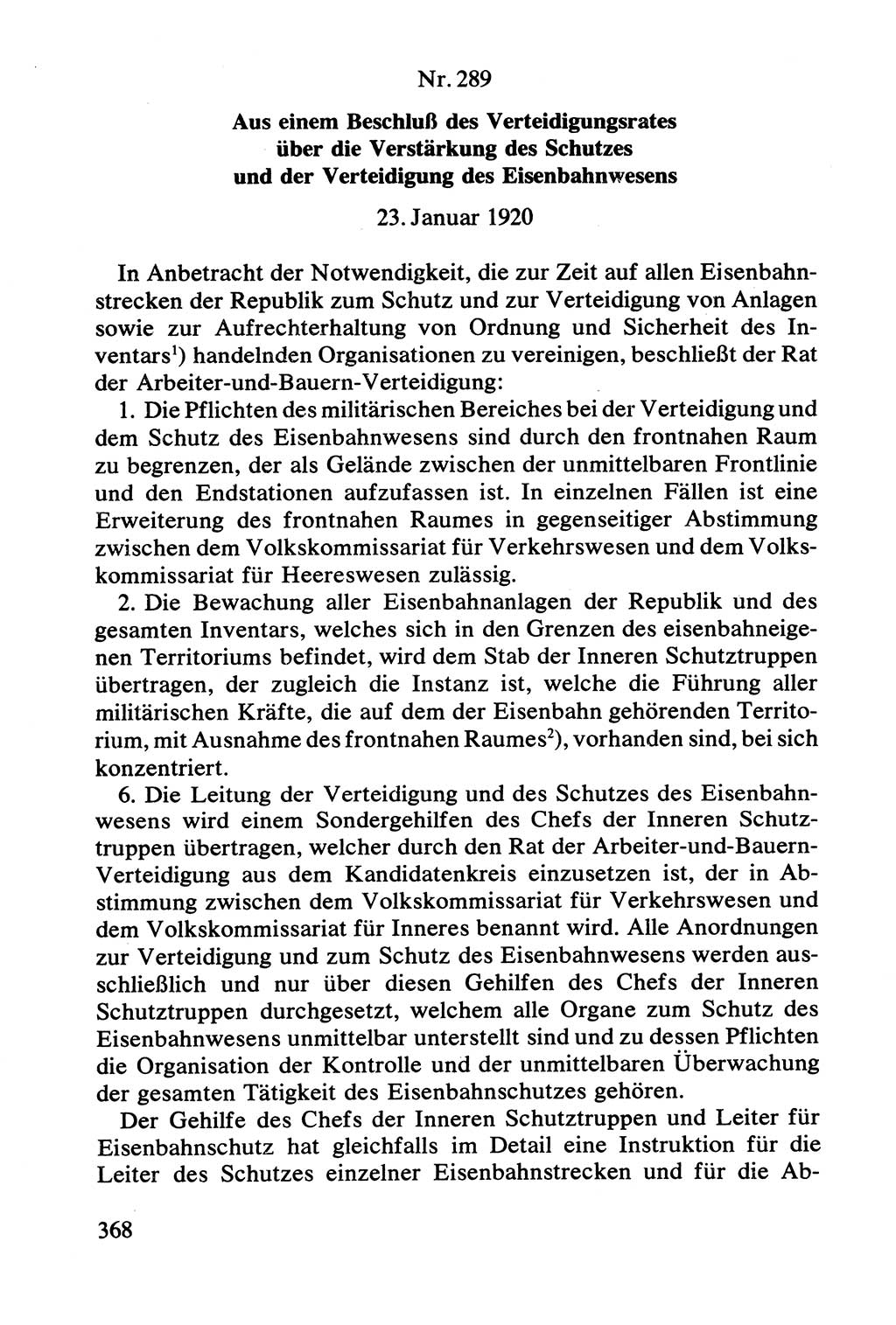 Lenin und die Gesamtrussische Tscheka, Dokumentensammlung, Ministerium für Staatssicherheit (MfS) [Deutsche Demokratische Republik (DDR)], Juristische Hochschule (JHS) Potsdam 1977, Seite 368 (Tscheka Dok. MfS DDR 1977, S. 368)