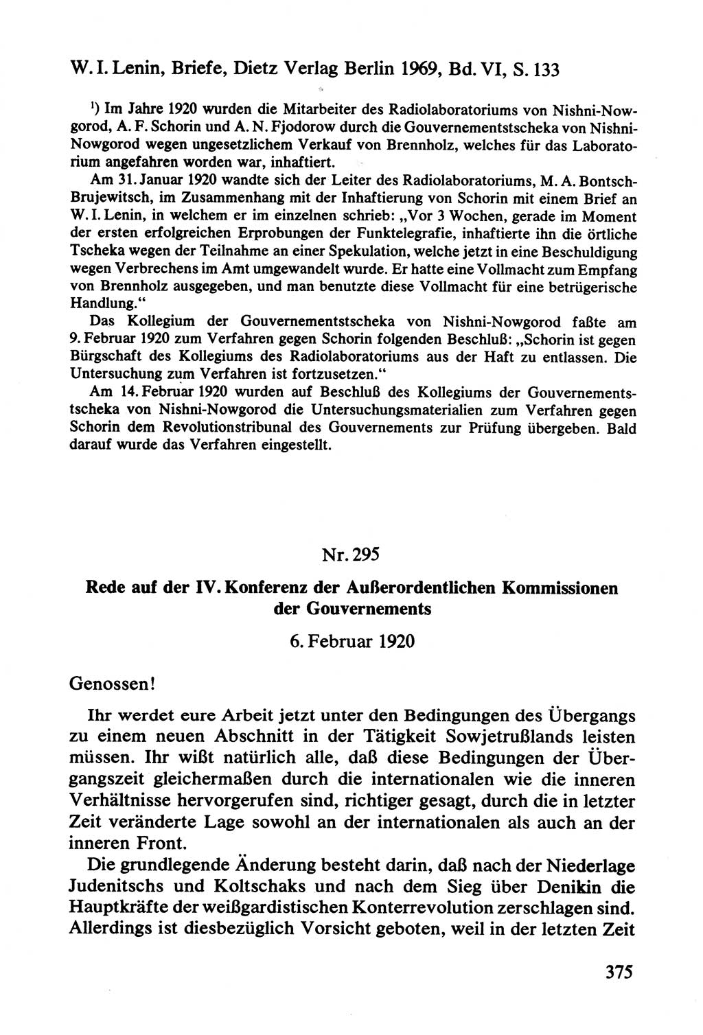 Lenin und die Gesamtrussische Tscheka, Dokumentensammlung, Ministerium für Staatssicherheit (MfS) [Deutsche Demokratische Republik (DDR)], Juristische Hochschule (JHS) Potsdam 1977, Seite 375 (Tscheka Dok. MfS DDR 1977, S. 375)