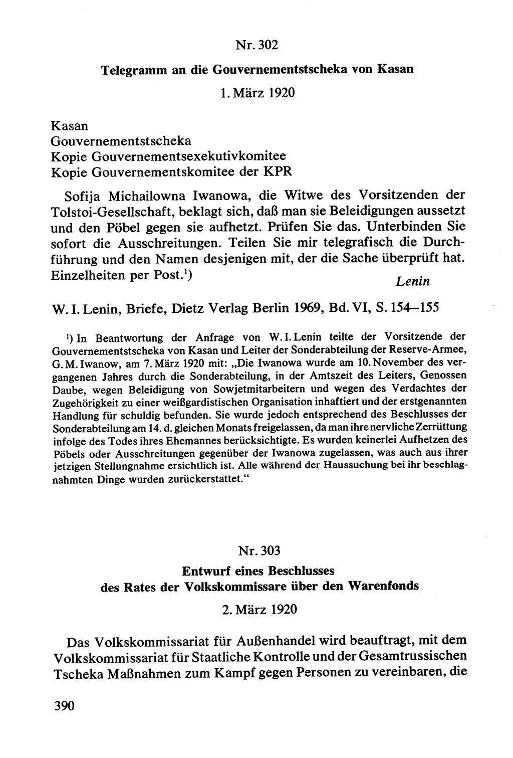 Lenin und die Gesamtrussische Tscheka, Dokumentensammlung, Ministerium für Staatssicherheit (MfS) [Deutsche Demokratische Republik (DDR)], Juristische Hochschule (JHS) Potsdam 1977, Seite 390 (Tscheka Dok. MfS DDR 1977, S. 390)