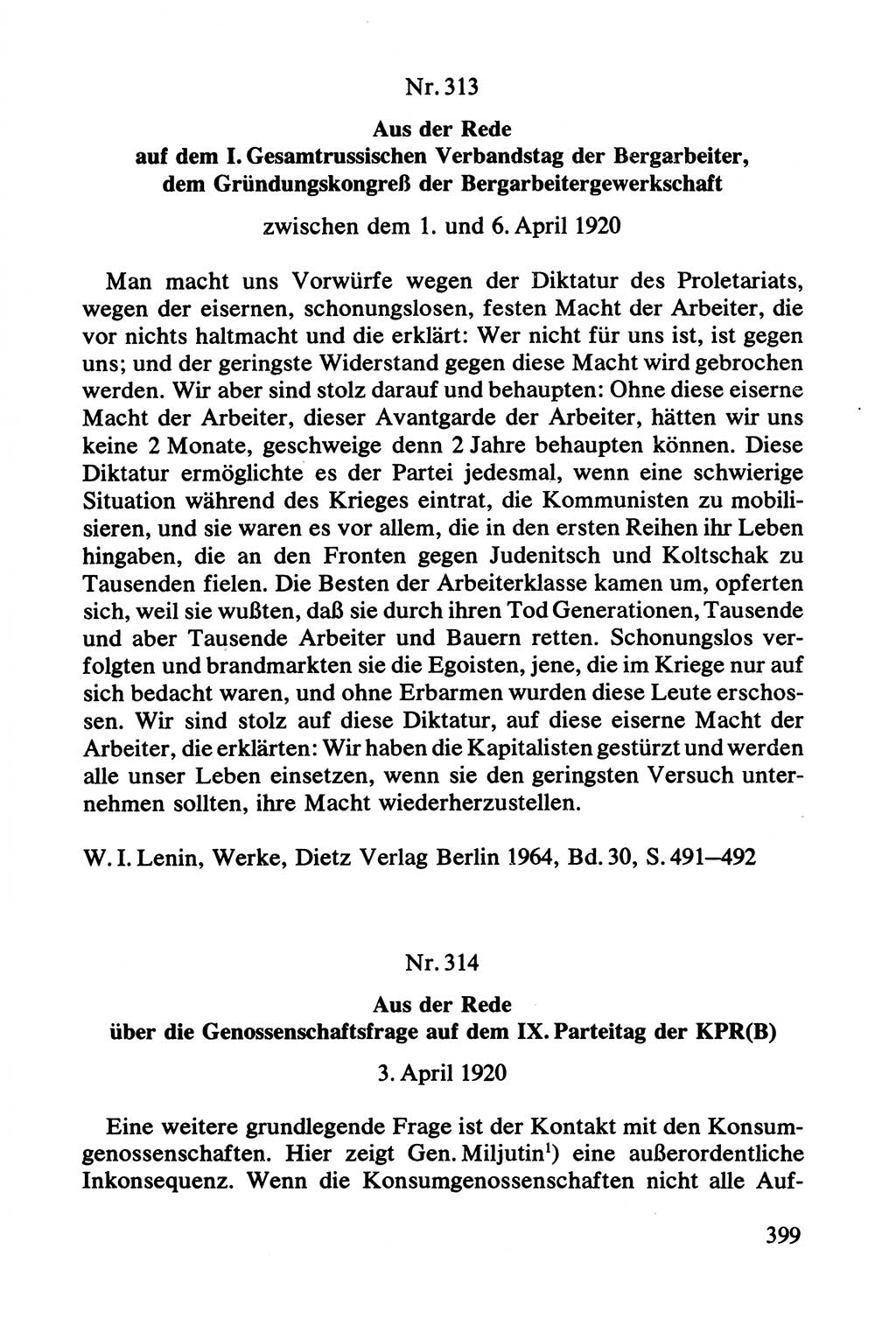 Lenin und die Gesamtrussische Tscheka, Dokumentensammlung, Ministerium für Staatssicherheit (MfS) [Deutsche Demokratische Republik (DDR)], Juristische Hochschule (JHS) Potsdam 1977, Seite 399 (Tscheka Dok. MfS DDR 1977, S. 399)