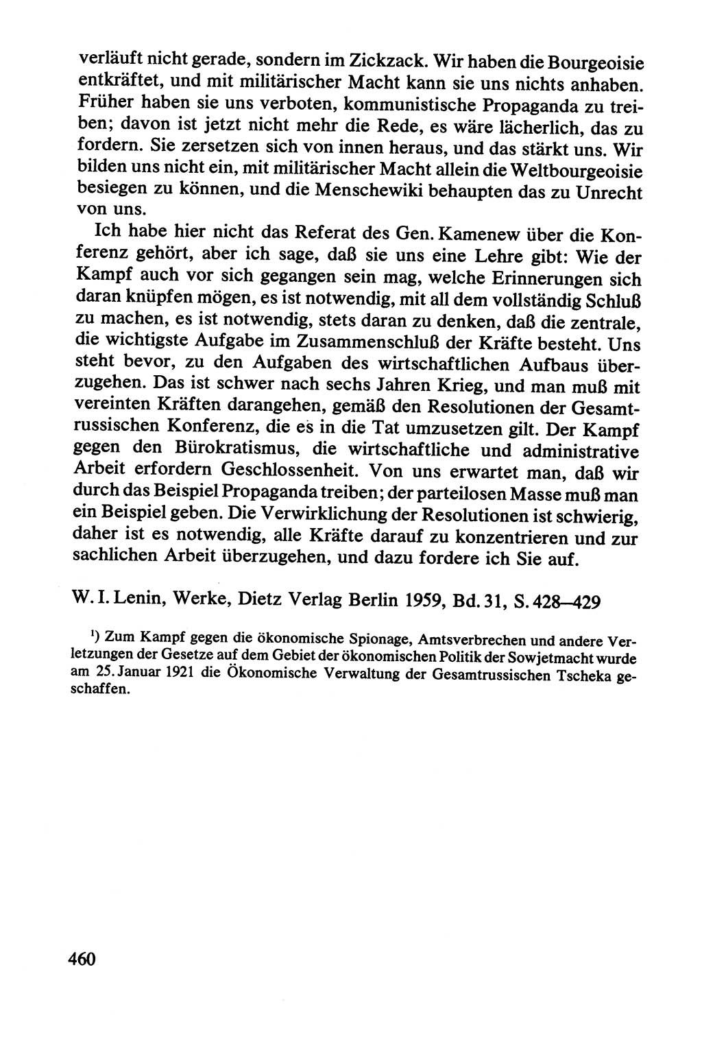 Lenin und die Gesamtrussische Tscheka, Dokumentensammlung, Ministerium für Staatssicherheit (MfS) [Deutsche Demokratische Republik (DDR)], Juristische Hochschule (JHS) Potsdam 1977, Seite 460 (Tscheka Dok. MfS DDR 1977, S. 460)