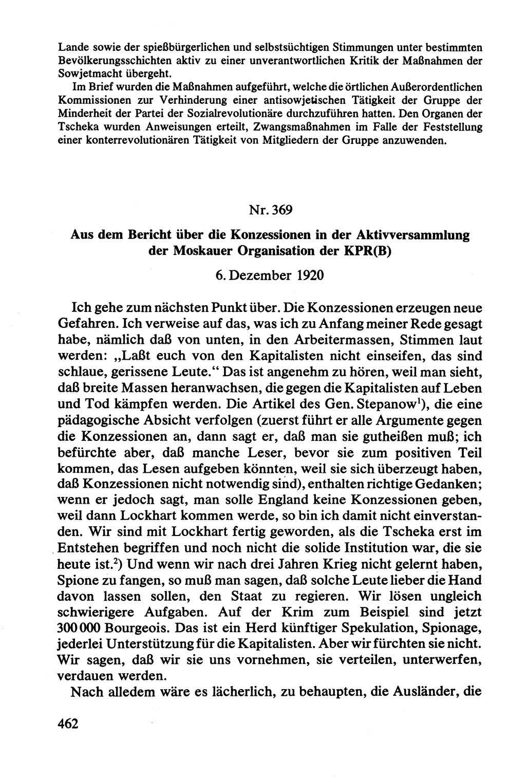 Lenin und die Gesamtrussische Tscheka, Dokumentensammlung, Ministerium für Staatssicherheit (MfS) [Deutsche Demokratische Republik (DDR)], Juristische Hochschule (JHS) Potsdam 1977, Seite 462 (Tscheka Dok. MfS DDR 1977, S. 462)