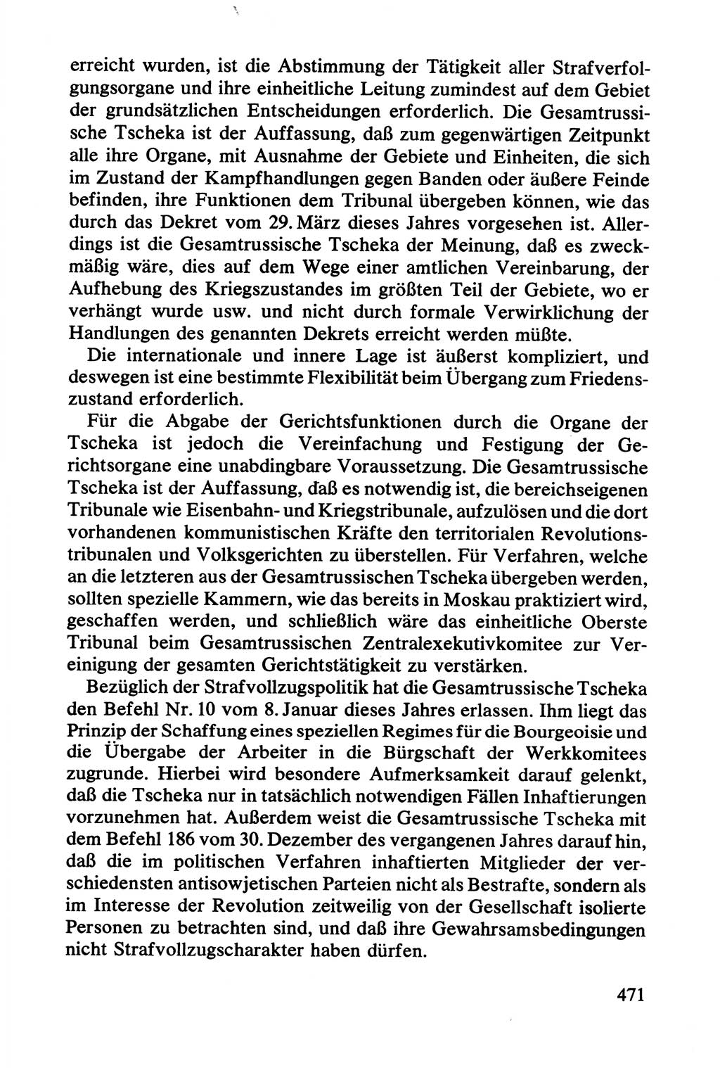 Lenin und die Gesamtrussische Tscheka, Dokumentensammlung, Ministerium für Staatssicherheit (MfS) [Deutsche Demokratische Republik (DDR)], Juristische Hochschule (JHS) Potsdam 1977, Seite 471 (Tscheka Dok. MfS DDR 1977, S. 471)