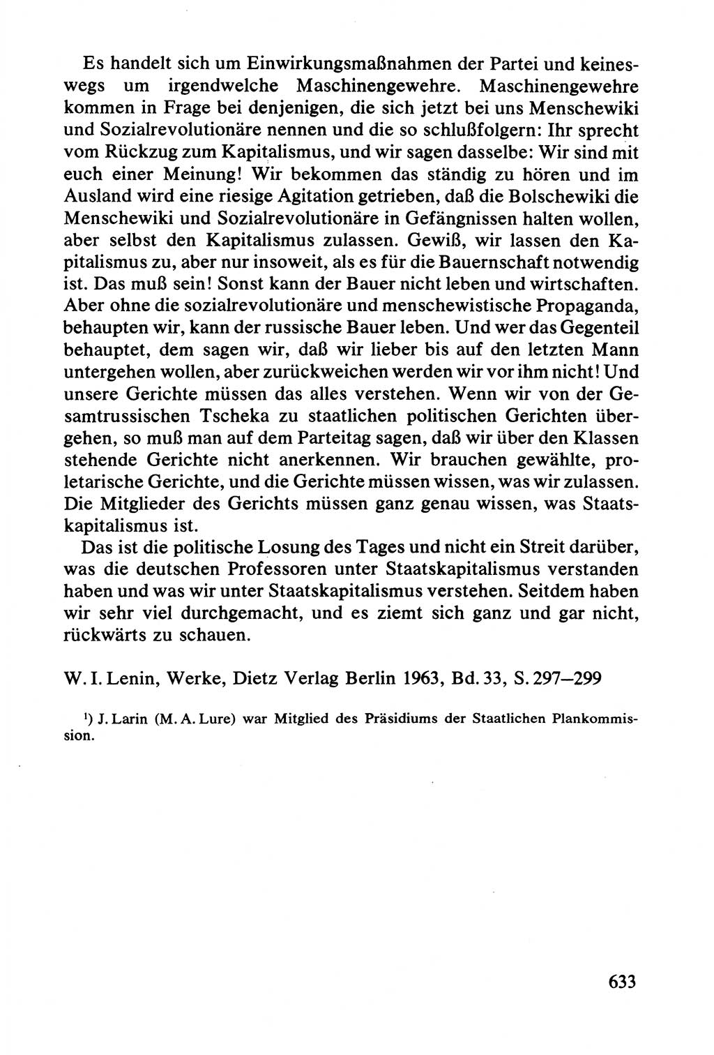 Lenin und die Gesamtrussische Tscheka, Dokumentensammlung, Ministerium für Staatssicherheit (MfS) [Deutsche Demokratische Republik (DDR)], Juristische Hochschule (JHS) Potsdam 1977, Seite 633 (Tscheka Dok. MfS DDR 1977, S. 633)