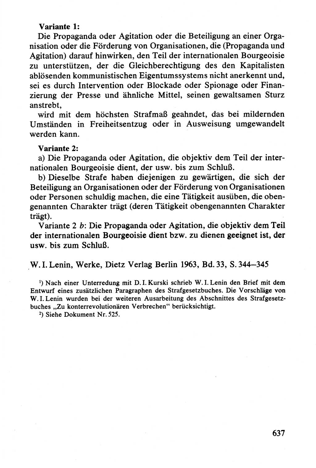 Lenin und die Gesamtrussische Tscheka, Dokumentensammlung, Ministerium für Staatssicherheit (MfS) [Deutsche Demokratische Republik (DDR)], Juristische Hochschule (JHS) Potsdam 1977, Seite 637 (Tscheka Dok. MfS DDR 1977, S. 637)