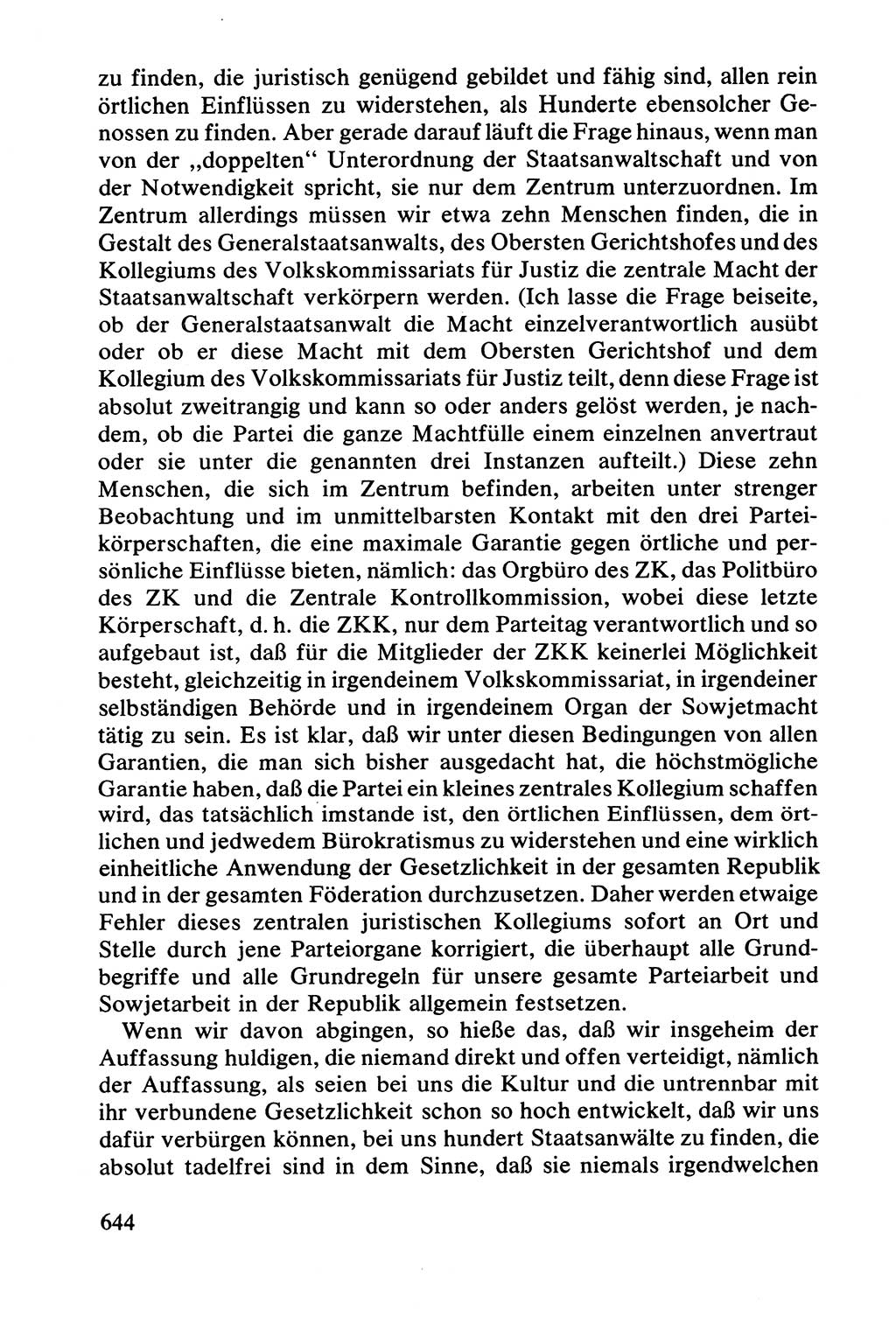 Lenin und die Gesamtrussische Tscheka, Dokumentensammlung, Ministerium für Staatssicherheit (MfS) [Deutsche Demokratische Republik (DDR)], Juristische Hochschule (JHS) Potsdam 1977, Seite 644 (Tscheka Dok. MfS DDR 1977, S. 644)