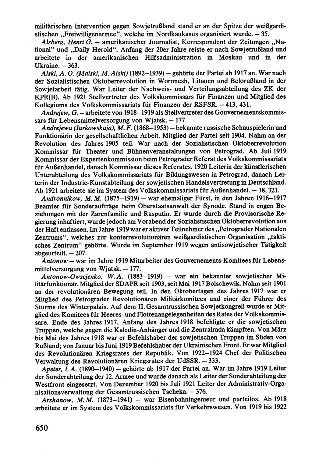 Lenin und die Gesamtrussische Tscheka, Dokumentensammlung, Ministerium für Staatssicherheit (MfS) [Deutsche Demokratische Republik (DDR)], Juristische Hochschule (JHS) Potsdam 1977, Seite 650 (Tscheka Dok. MfS DDR 1977, S. 650)